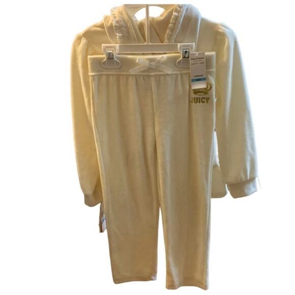 Juicy Couture Girls Cream Ruffle Hoodie & Pants Set Size 5 NWT - Picture 2 of 5